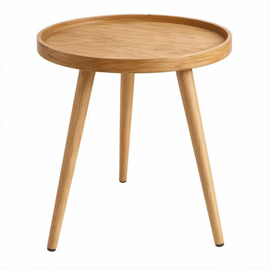 Mesa Redonda em Bambu Natural com Tabuleiro Ø45 x 50 cm