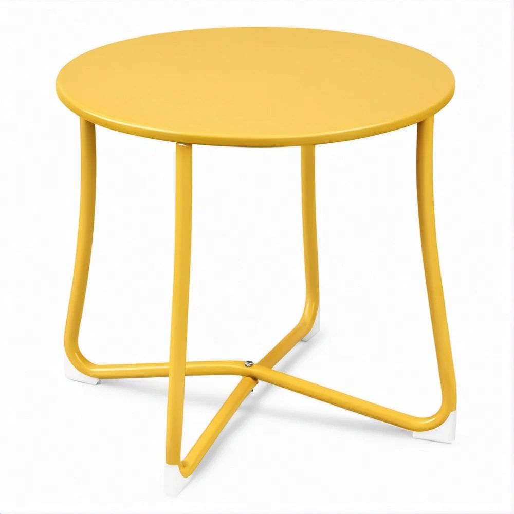 Mesa Redonda em Aço Carbono Amarela 50 x 50 x 55 cm