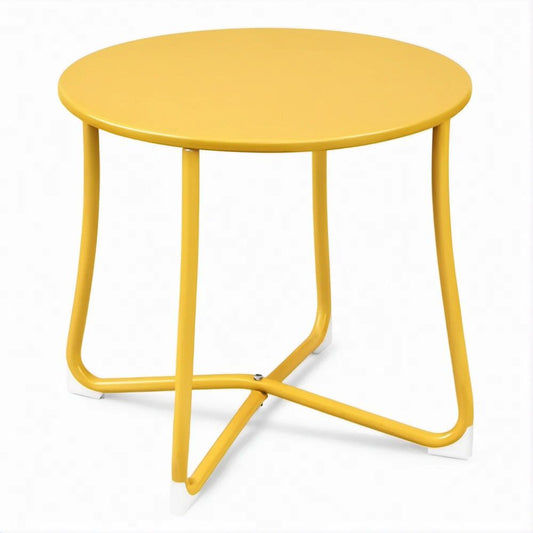 Mesa Redonda em Aço Carbono Amarela 50 x 50 x 55 cm