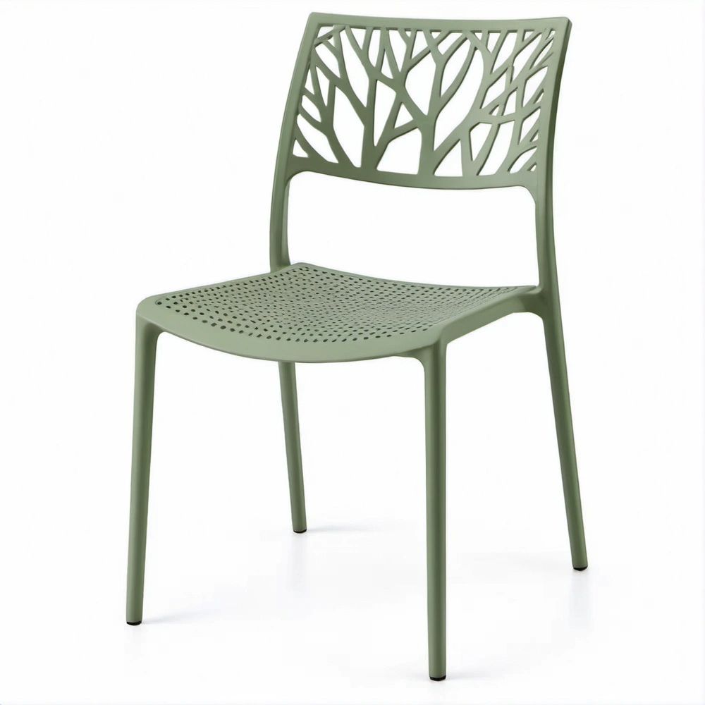 Cadeira Empilhável em Polipropileno Verde-Oliva 49 x 55 x 82 cm