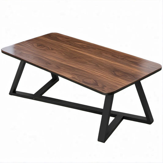 Mesa de Centro Retangular em MDF Nogueira e Aço Preto 100 x 50 x 45 cm